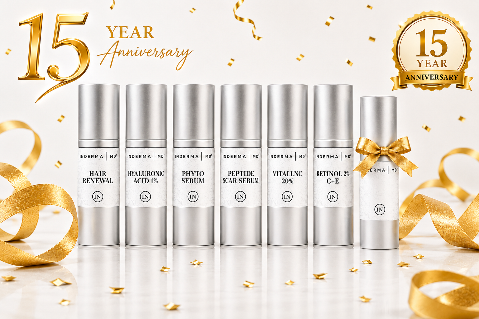15-Year Anniversary Buy 6 Inderma® Serums Get One Serum Free