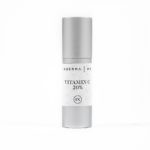 image of inderma vitamin c 20% serum in silver bottle with white background