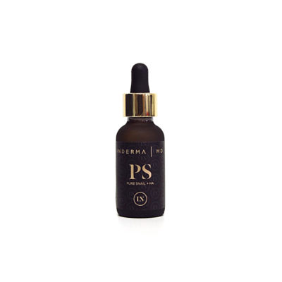 image of Inderma Pure Snail Serum packaging with dropper and frosted bottle