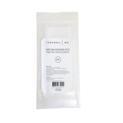 Photograph of microneedling device protective sleeves neatly arranged. The sleeves are transparent and designed to cover the microneedling device tips, ensuring hygiene and safe storage. The image emphasizes the importance of maintaining a sterile environment for the microneedling equipment, with a focus on the protective function provided by the sleeves
